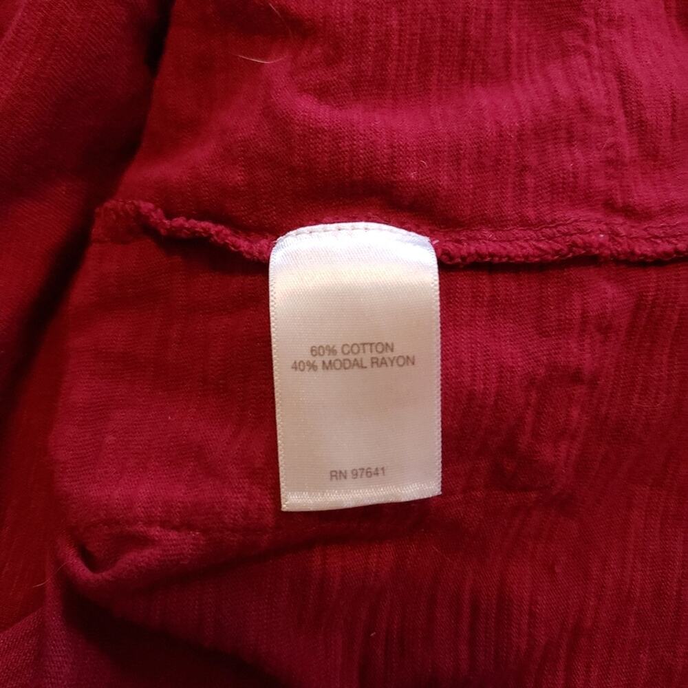 J Jill pocket vneck tee shirt long sleeve cotton blend burgundy red 1X - Picture 4 of 5